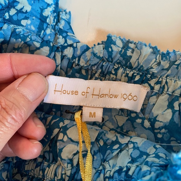 House of Harlow 1960 Turquoise Cold Shoulder Crop Top - Picture 11 of 12